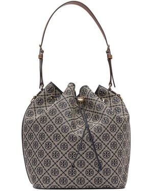 Tory Burch T Monogram Oversized Bucket Bag - Black