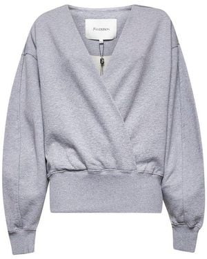 JW Anderson Rounded Wrap-Front Sweatshirt - Grey