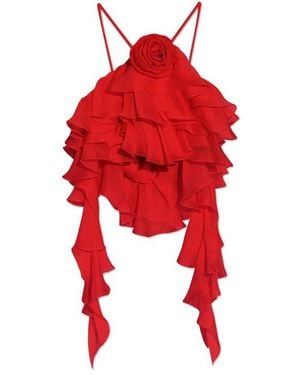 Blumarine Ruffled Sleeveless Top - Red
