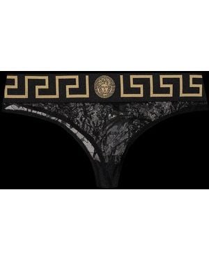 Versace Greca-Border Laced Briefs - Black