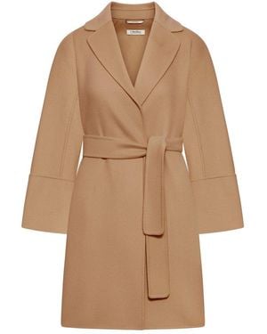 Max Mara Arona Belted Long-Sleeved Coat - Natural