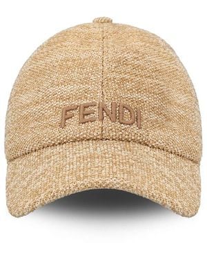 Fendi Logo Embroidered Scarf-Detailed Baseball Cap - Natural