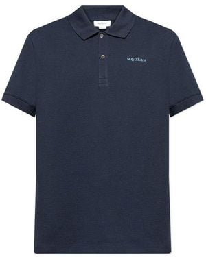 McQueen Polo Shirt With Embroidered Logo - Blue