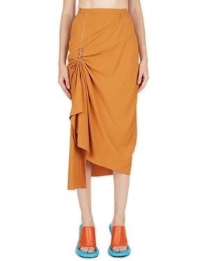 Kiko Kostadinov High-Waist Straight Hem Midi Skirt - Orange