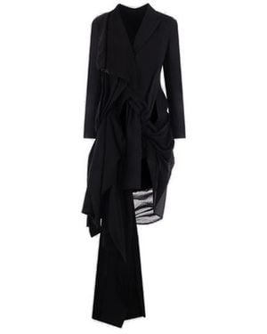 Yohji Yamamoto Asymmetric-Designed Long-Sleeved Blazer - Black