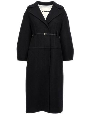Jil Sander Long Wool Coat - Black