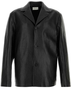 The Row Leather Brodie Blazer Jacket - Black