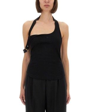 Courreges Asymmetrical Tank Top - Black