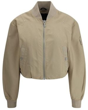 Moose Knuckles Logo Plaque Zipped Bomber Jacket - Natural