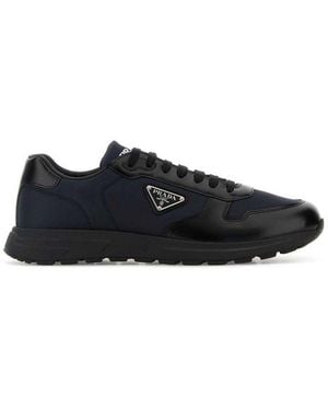 Prada Logo Plaque Low-Top Sneakers - Black