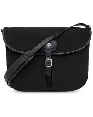 Bally Logo Stamp Foldover Top Shoulder Bag - Black