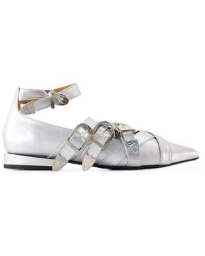 Toga Cross Strap Ballet Shoes - White