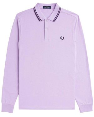 Fred Perry Long Sleeve Polo Shirt - Purple