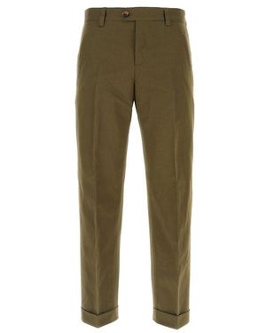 PT Torino Low-Waisted Straight-Leg Trousers - Green