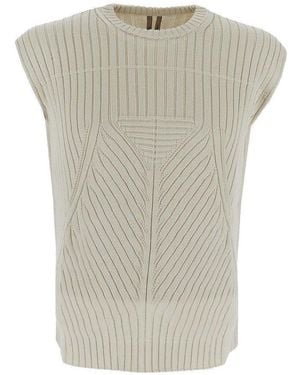 Rick Owens Ribbed-Knit Crewneck Sleeveless Vest - Grey