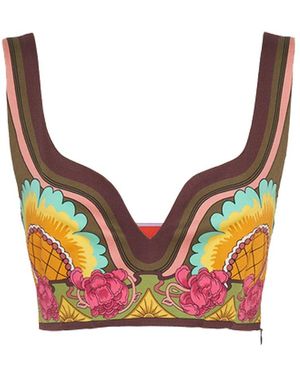 La DoubleJ Baia Floral Printed Cropped Top - Pink
