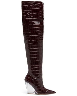Stuart Weitzman Lucite Pointed Toe Thigh-High Boots - Brown