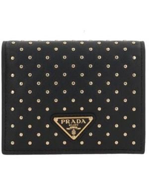 Prada Embellished Bi-Fold Wallet - Black