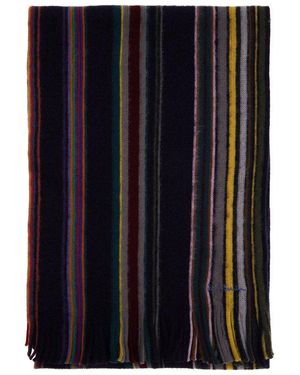 Paul Smith Darcie Bright Striped Fringed Edge Scarf - Black