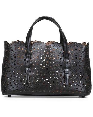 Alaïa Vienne Perforated Open Top Handbag - Black