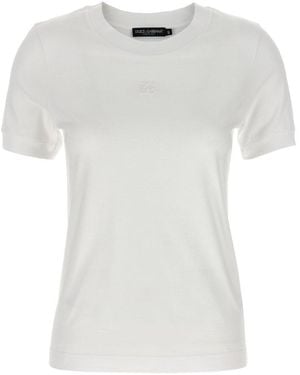 Dolce & Gabbana Logo Embroidered Crewneck T-Shirt - White