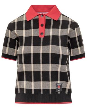 MSGM Checked Button Detailed Kitted Top - Black