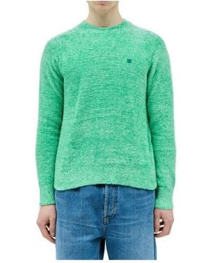 Acne Studios Face Logo Patch Crewneck Jumper - Green
