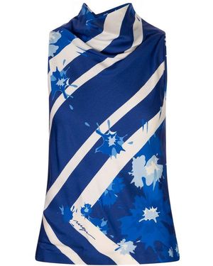 MSGM Sleeveless Printed Top - Blue