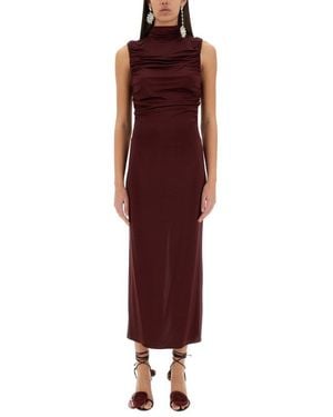 Magda Butrym Slim Fit Dress With Draped Collar - Red