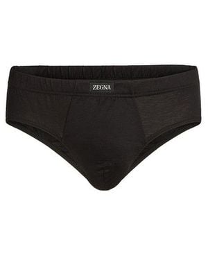 ZEGNA Logo Tag Midi Briefs - Black