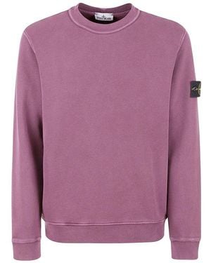 Stone Island Logo Patch Crewneck Sweatshirt - Pink