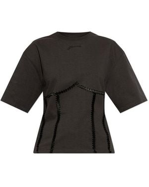 Ganni Signature Embroidered Casual Top - Black