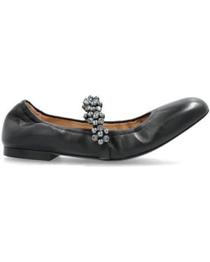 Stuart Weitzman Poppy Embellished Ballet Flats - Black