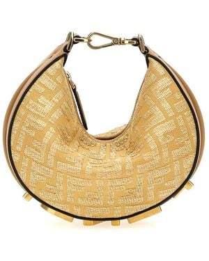 Fendi Graphy Logo Lettering Mini Hobo Bag - Metallic