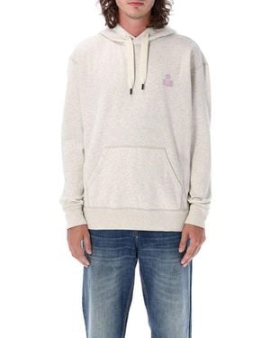 Isabel Marant Malek Logo Printed Drawstring Hoodie - Grey