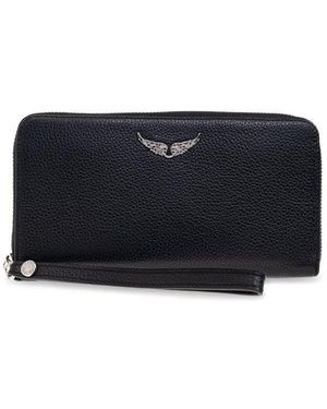 ZADIG & VOLTAIRE ロゴプレートジップアラウンドミニ財布 Zadig & Voltaire Leather Wallet in Black | Lyst