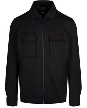 BOSS Zip-Up Overshirt - Black