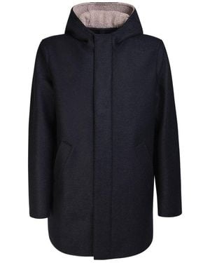 Harris Wharf London Hooded Coat - Blue