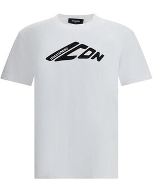 DSquared² Icon Logo Printed Crewneck T-Shirt - White