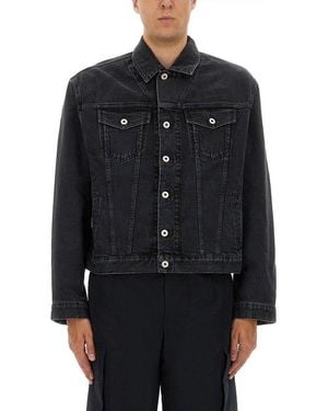 KENZO Collared Button-Up Denim Jacket - Black