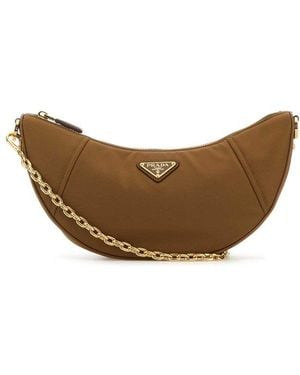 Prada Re-Nylon Demi-Lune Shoulder Bag - Brown