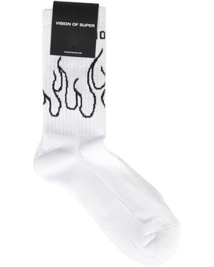 Vision Of Super Flame Crew Socks - White