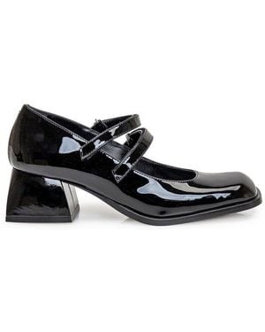 NODALETO Double Strap Block Heel Pumps - White