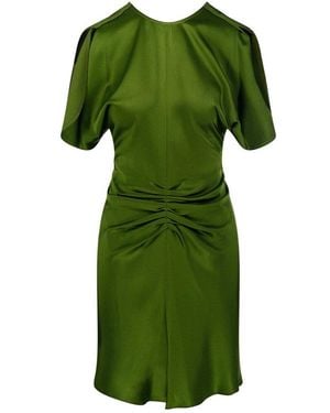 Victoria Beckham Ruched Crepe Mini Dress - Green