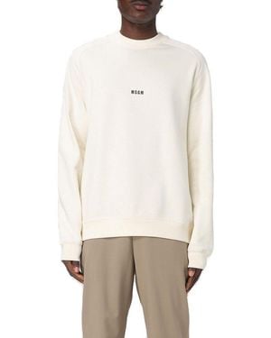 MSGM Logo Detailed Crewneck Sweatshirt - White