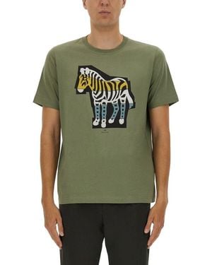 Paul Smith Zebra Printed Crewneck T-Shirt - Green