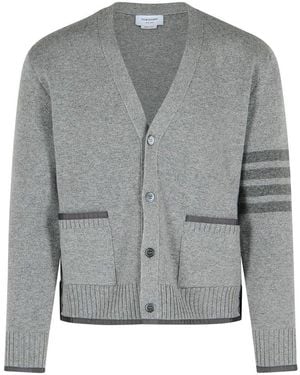 Thom Browne 4-Bar Stripe Cardigan - Gray