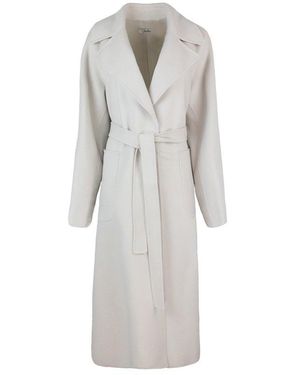 Max Mara Doris Belted Long-Sleeved Coat in Natural | Lyst