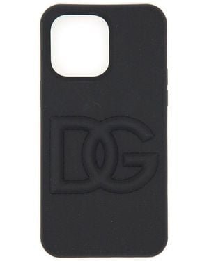 Dolce & Gabbana Logo Embossed Iphone 14 Pro Max Cover - Black