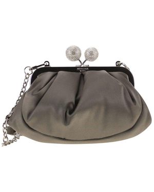 Weekend by Maxmara Emmy Embellished Logo Engraved Clutch Bag - Grey